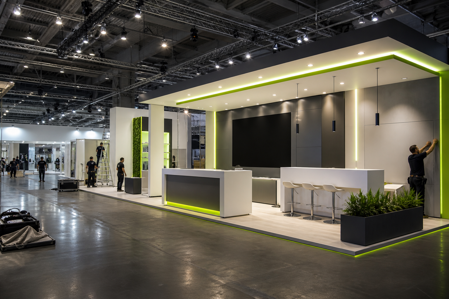 Modern exhibition stand in a European venue