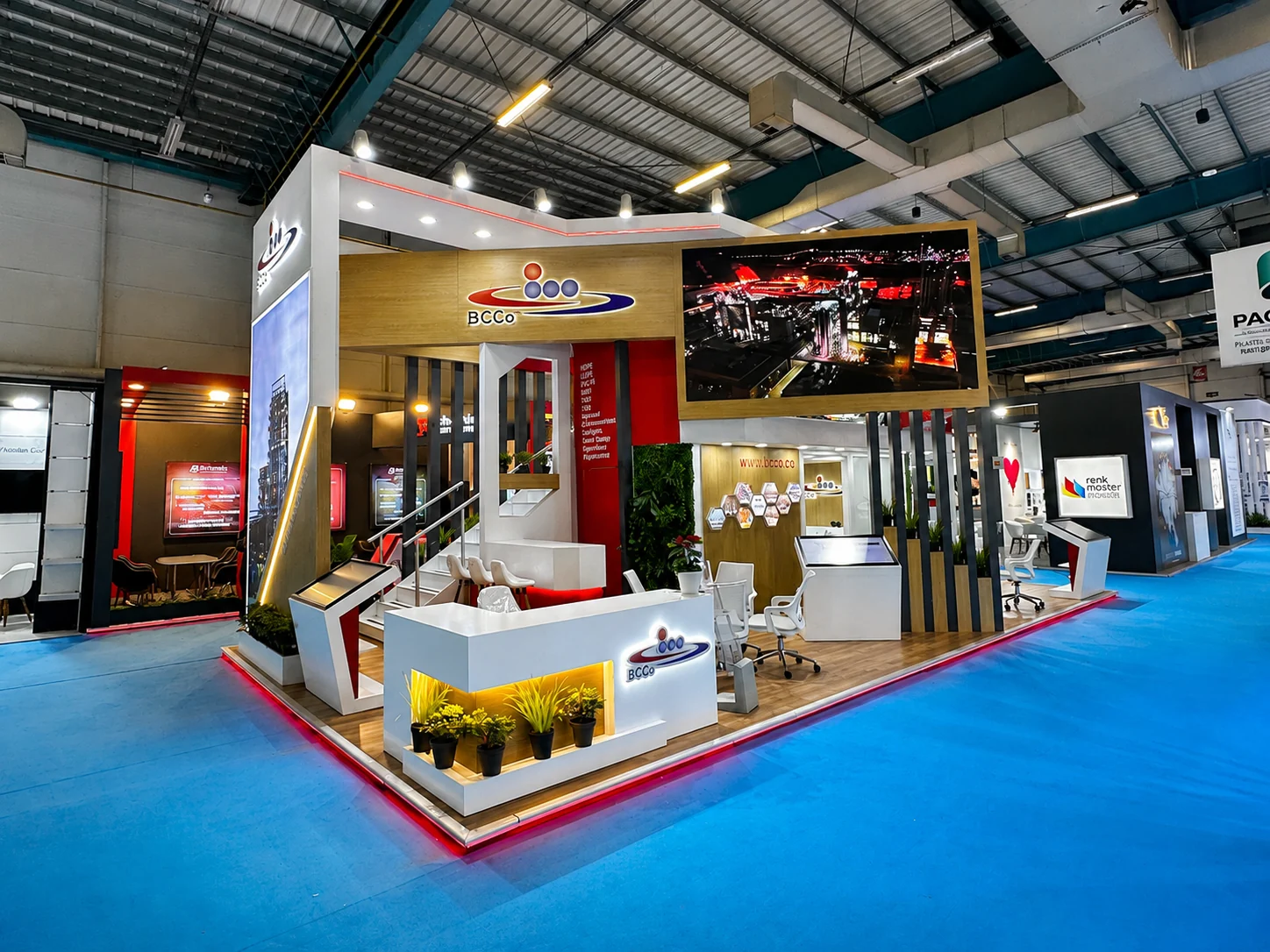Front corner view of the BCCO exhibition stand at Plast Eurasia Istanbul 2025