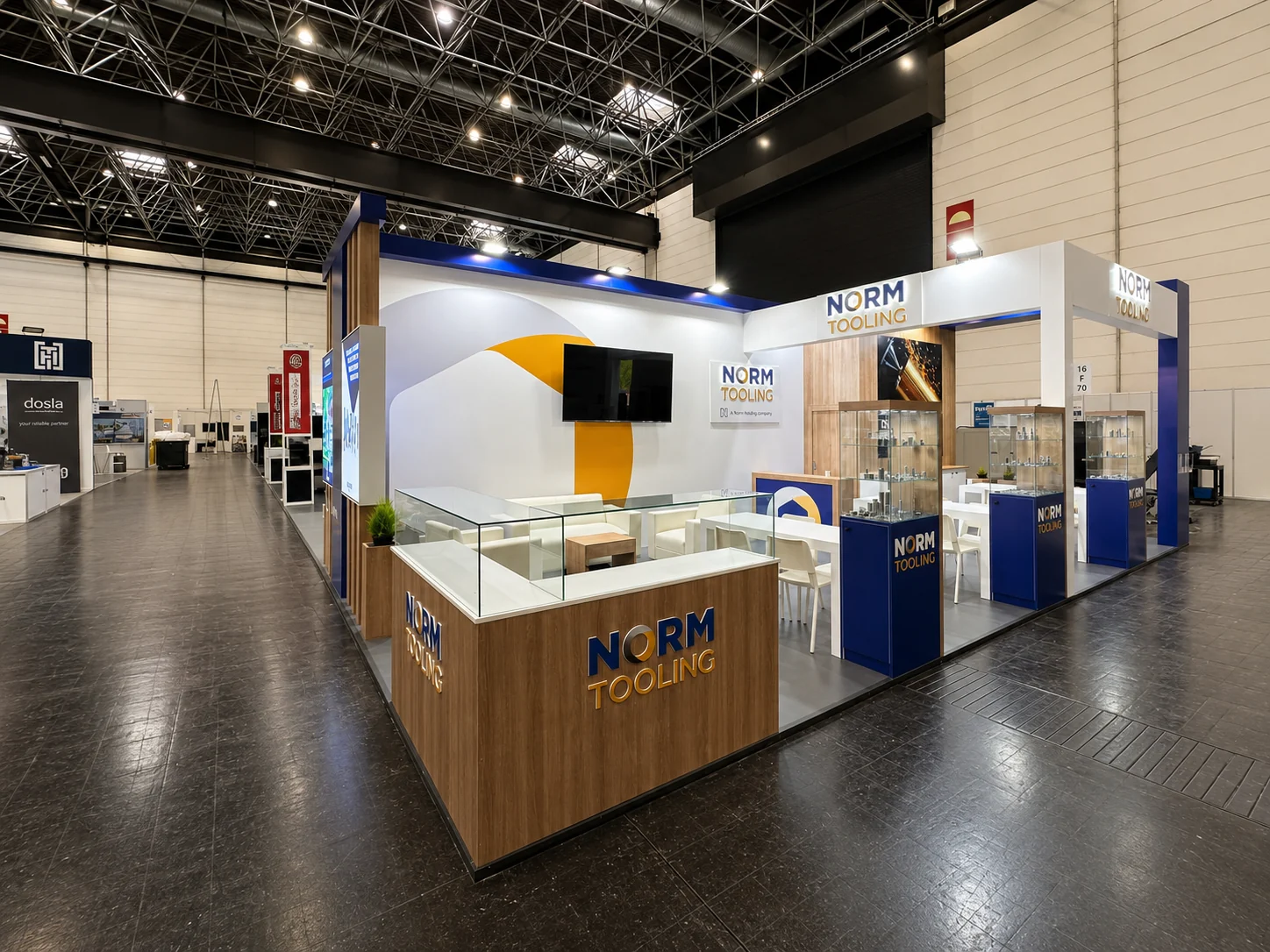 Wide front view of the Norm Tooling exhibition stand at Wire and Tube Düsseldorf 2024